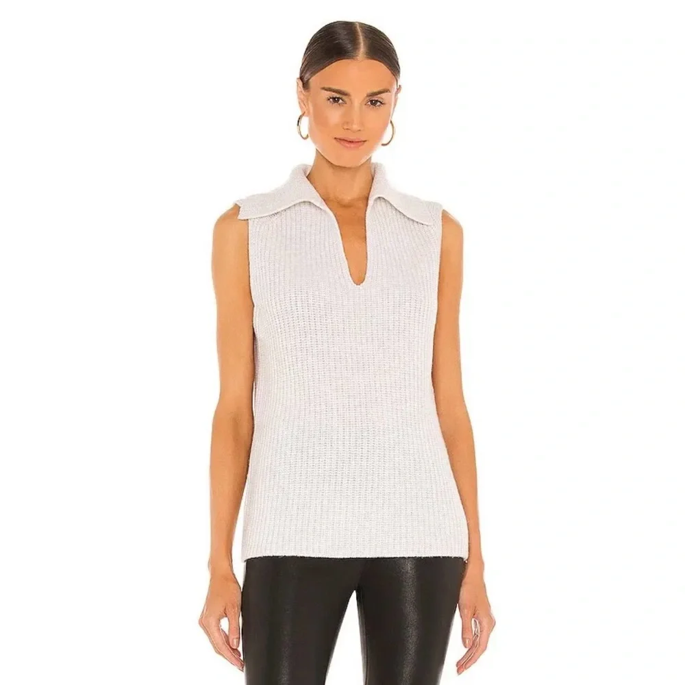 Vince V Neck Cashmere Wool Collared Sweater Vest